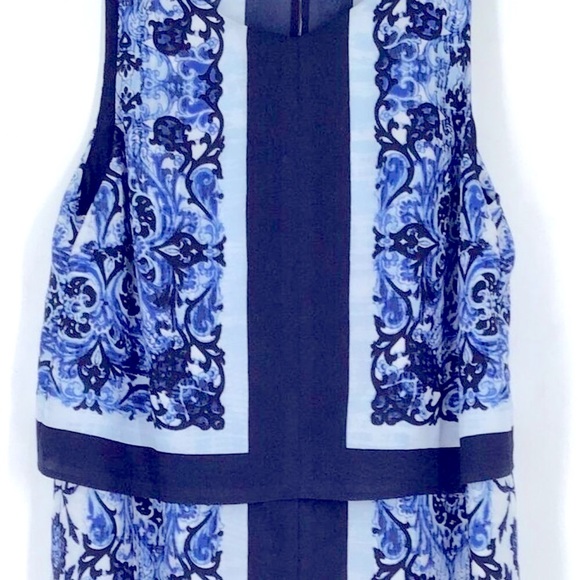 ⭐️HP⭐️ NWT MICHAEL KORS Blue Patterned Sleeveless Pencil Dress - Women's Size 2 - Picture 4 of 12
